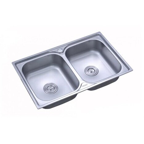 Chiuveta Freddo SN9027, Pentru blat 78x43,5 cm, Satinat, 2 cuve, Inox