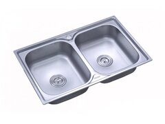 Chiuveta Freddo SN9027, Pentru blat 78x43,5 cm, Satinat, 2 cuve, Inox